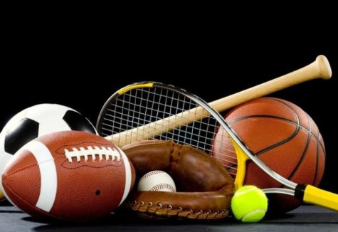 A collection of various sports equipment.