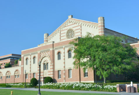 The entrance to one of the buildings at the University of California.