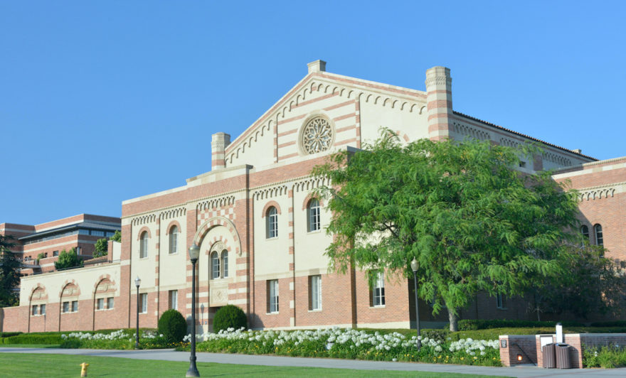 The entrance to one of the buildings at the University of California.